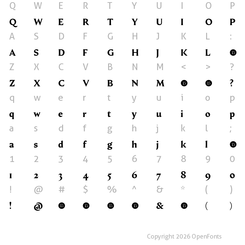 Character Map of Fautive Trial Bold