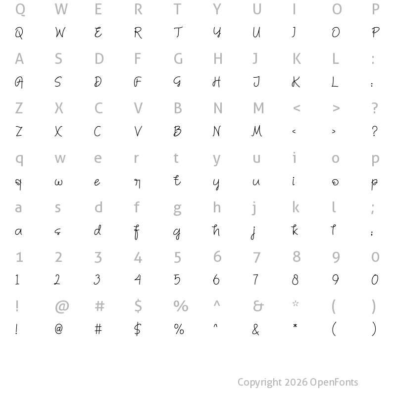 Character Map of Fauzia Regular