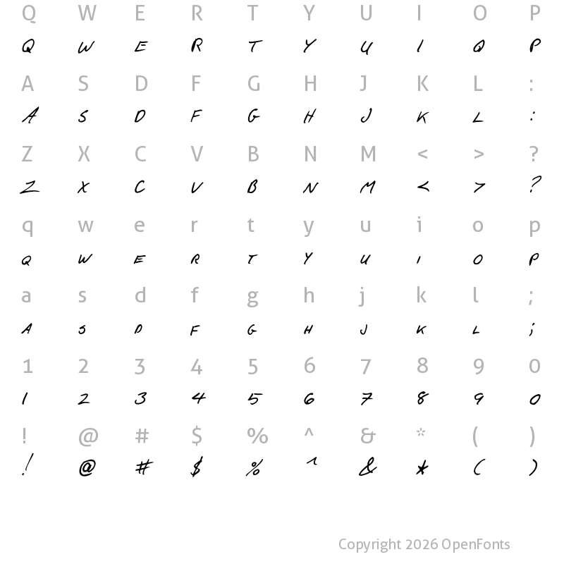 Character Map of F*ck Beans Italic