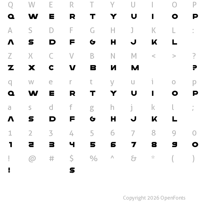 Character Map of FEAR Logo Regular