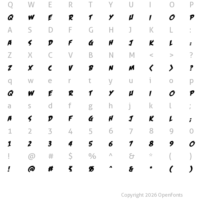 Character Map of Feast of Flesh BB Italic