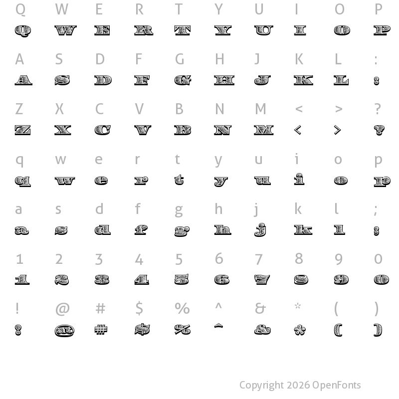Character Map of Federal Bureau 12 Diagonal