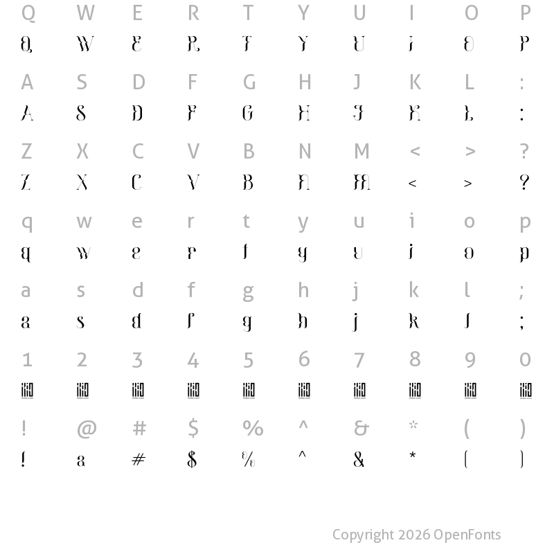 Character Map of Felicidade DEMO