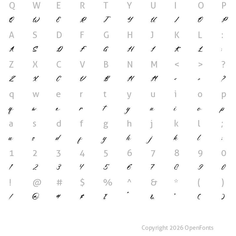 Character Map of Feori Luna Regular