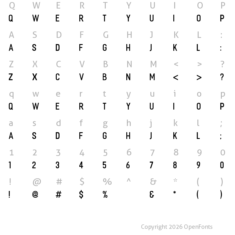 Character Map of Fester Semi-condensed Medium