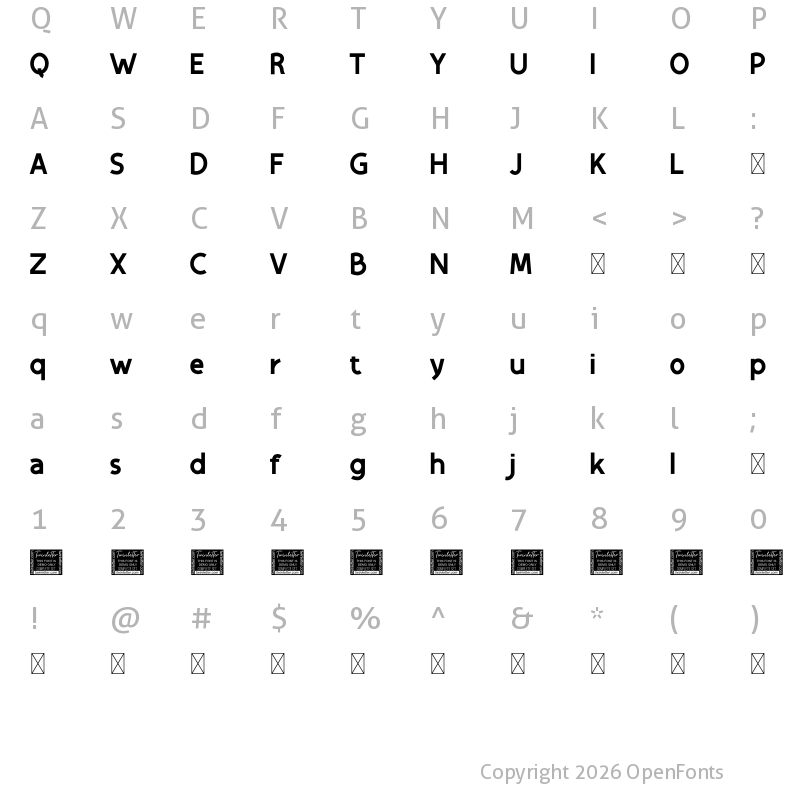 Character Map of Festive Personal Use