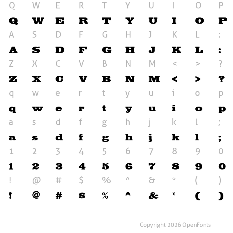 Character Map of FetteEgyptienne Regular