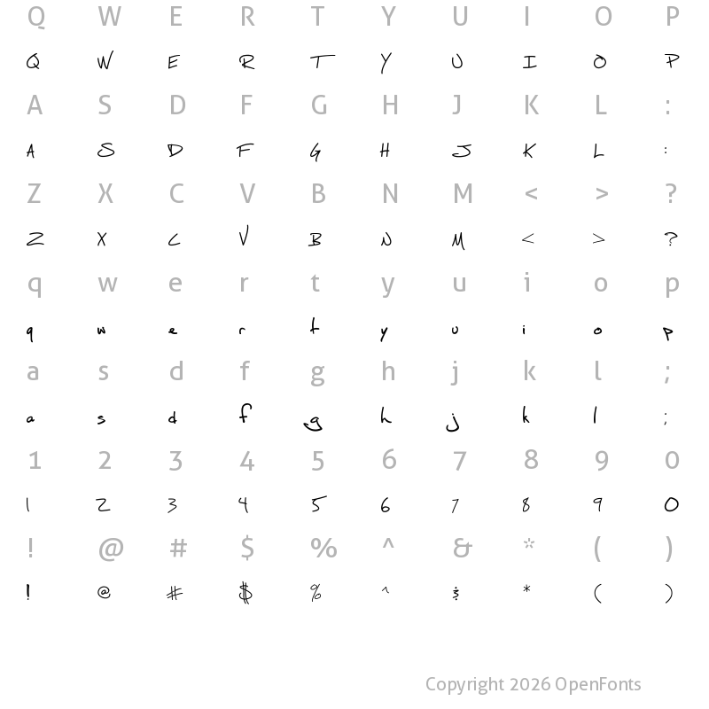Character Map of Fh_Script Regular