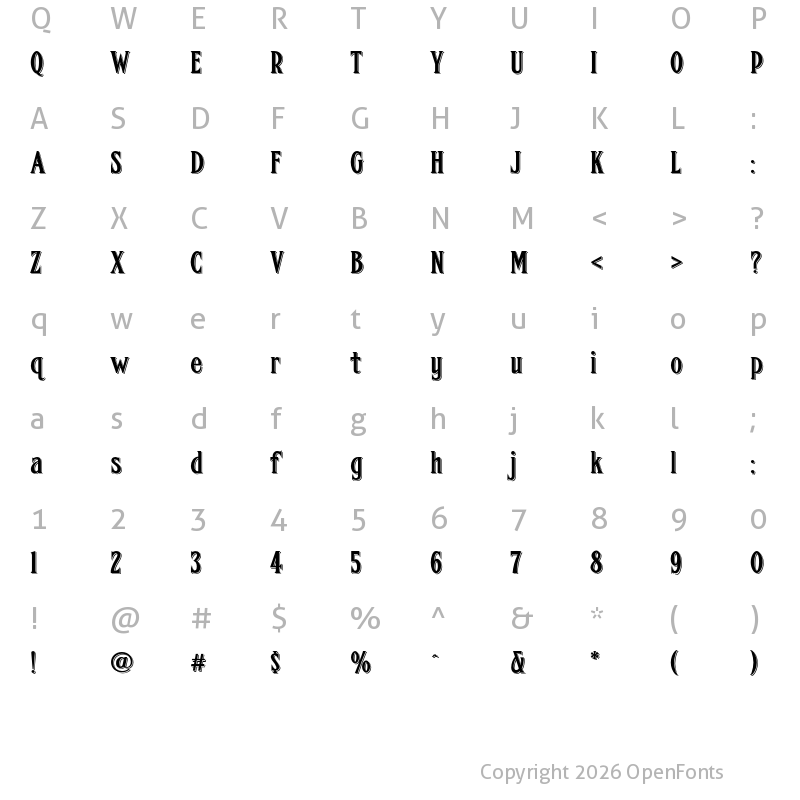 Character Map of FHA Condensed French Shaded NC Regular