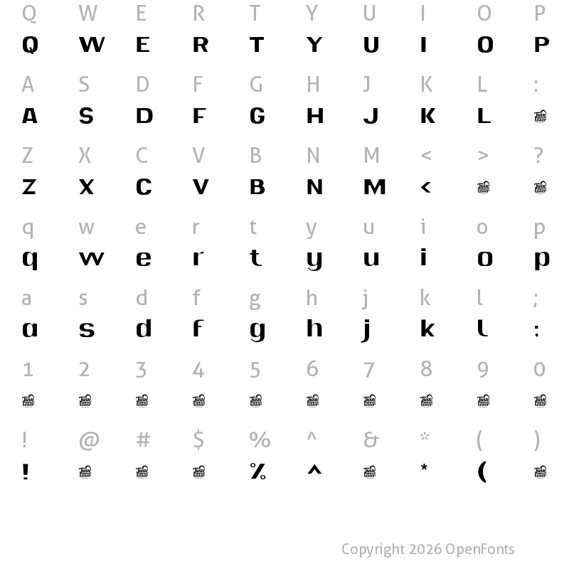 Character Map of Fhayu Personaluse Thin