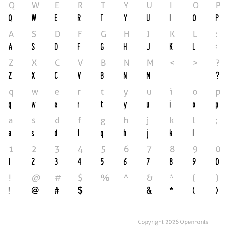 Character Map of FHWASeriesB2020 minus100