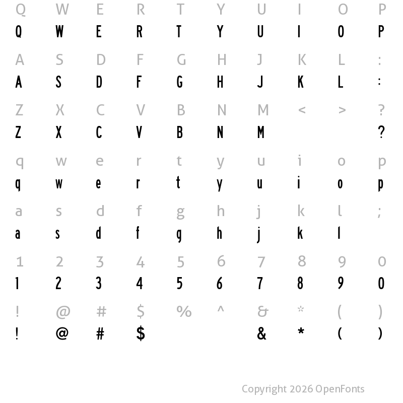 Character Map of FHWASeriesB2020 minus30