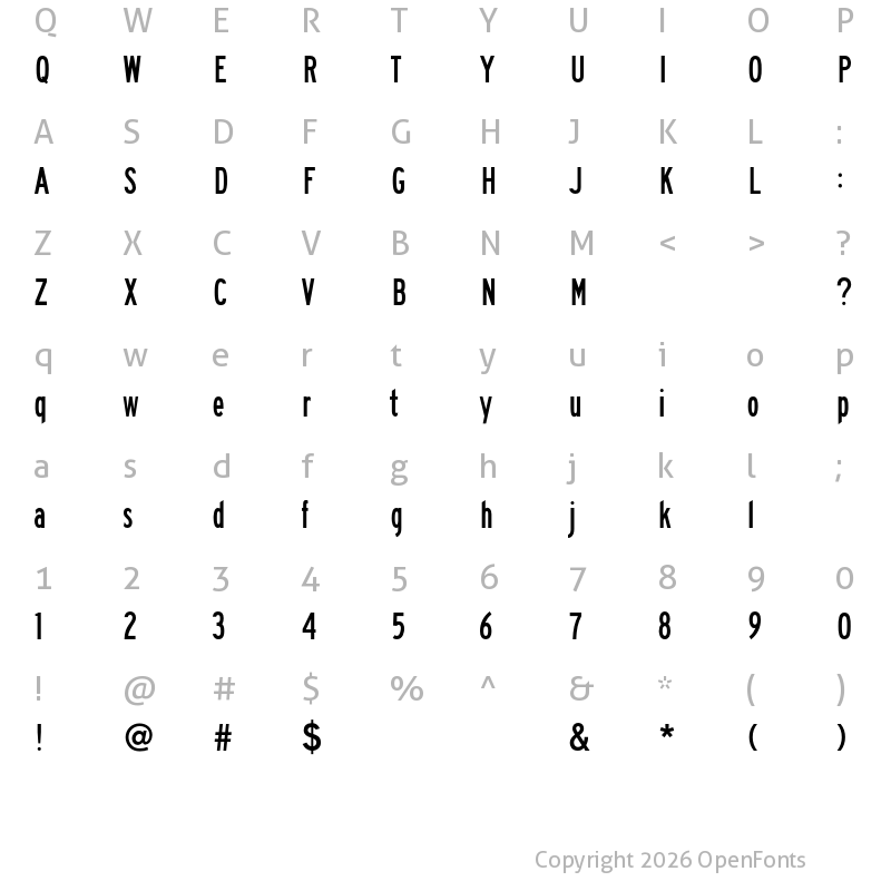 Character Map of FHWASeriesB2020 plus40