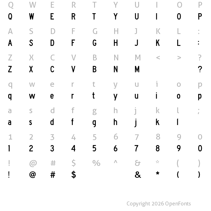 Character Map of FHWASeriesC2020 minus30