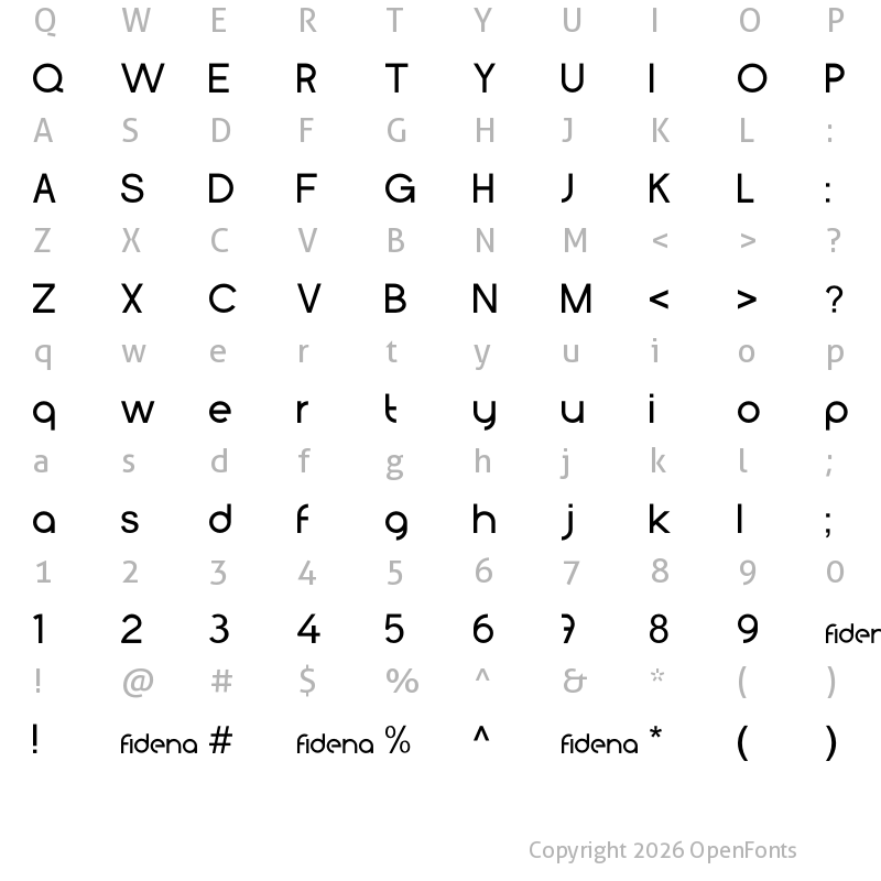 Character Map of Fidena Regular