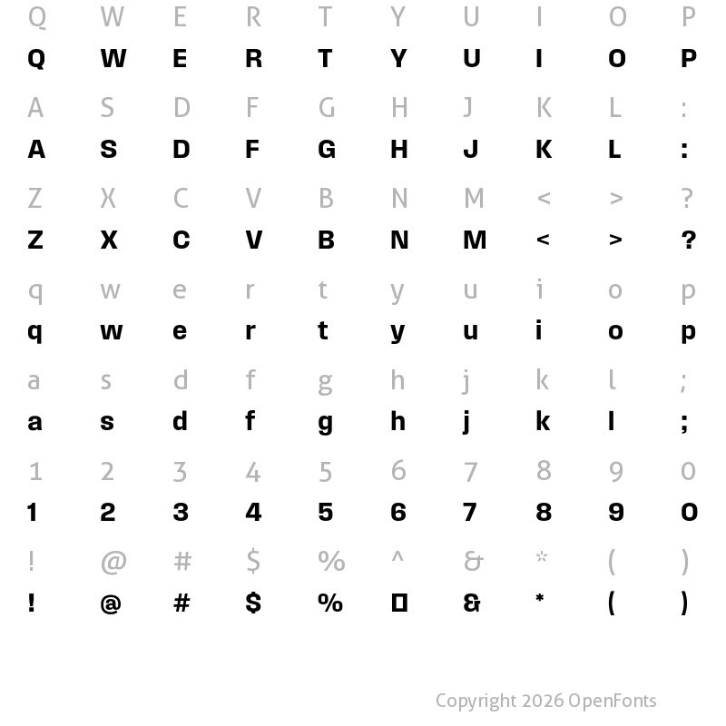 Character Map of Field Gothic No.64 Demi