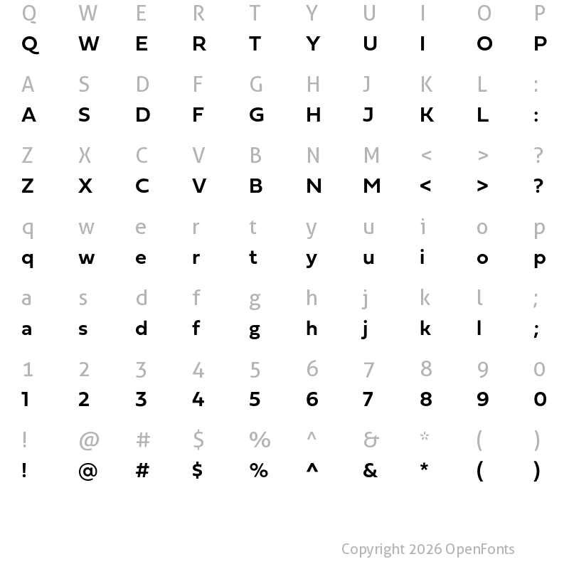 Character Map of Fieldwork Hum DemiBold