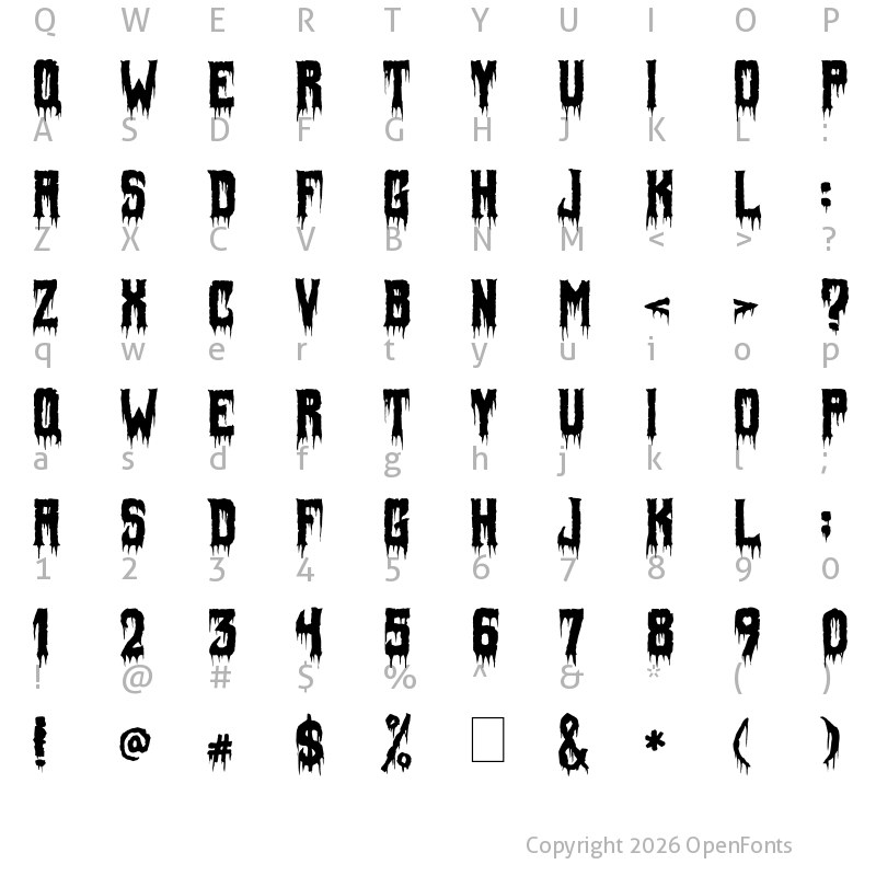 Character Map of Fiendish Regular