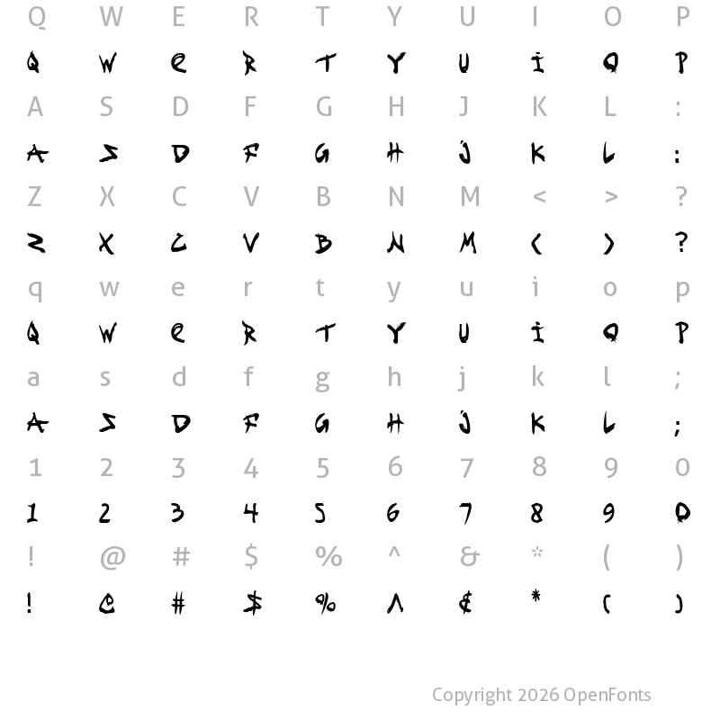 Character Map of Fight Kid Condensed Condensed