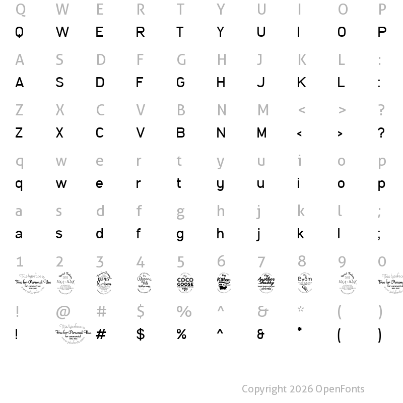 Character Map of Filetto Regular