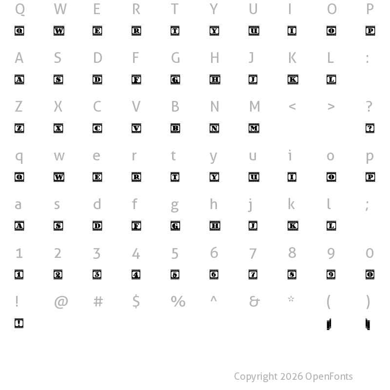 Character Map of Film Letters Regular