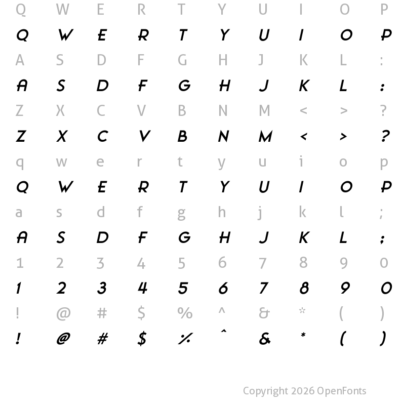 Character Map of Film Noir Adventure Italic