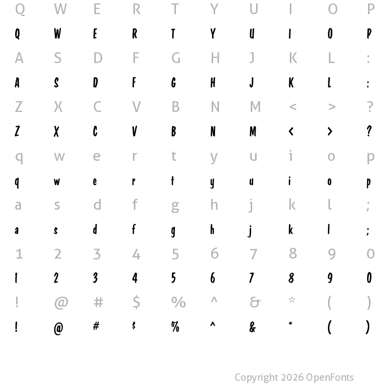 Character Map of Filmotype Ace Regular
