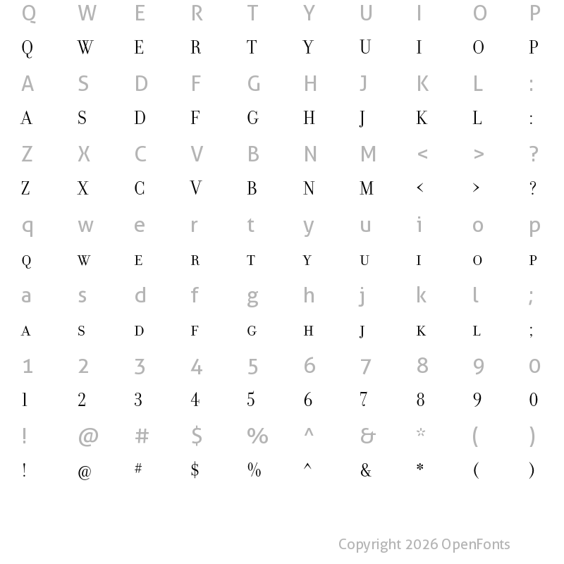 Character Map of Filosofia Grand Small Caps