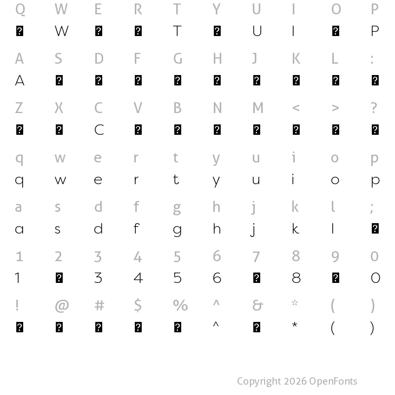 Character Map of FilsonSoftLight ?