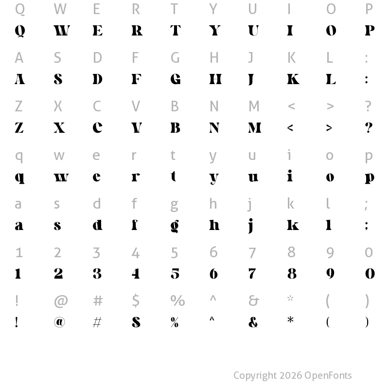 Character Map of Fimlen Regular