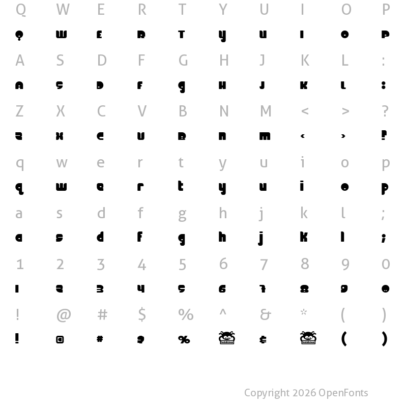 Character Map of FineOMite Regular