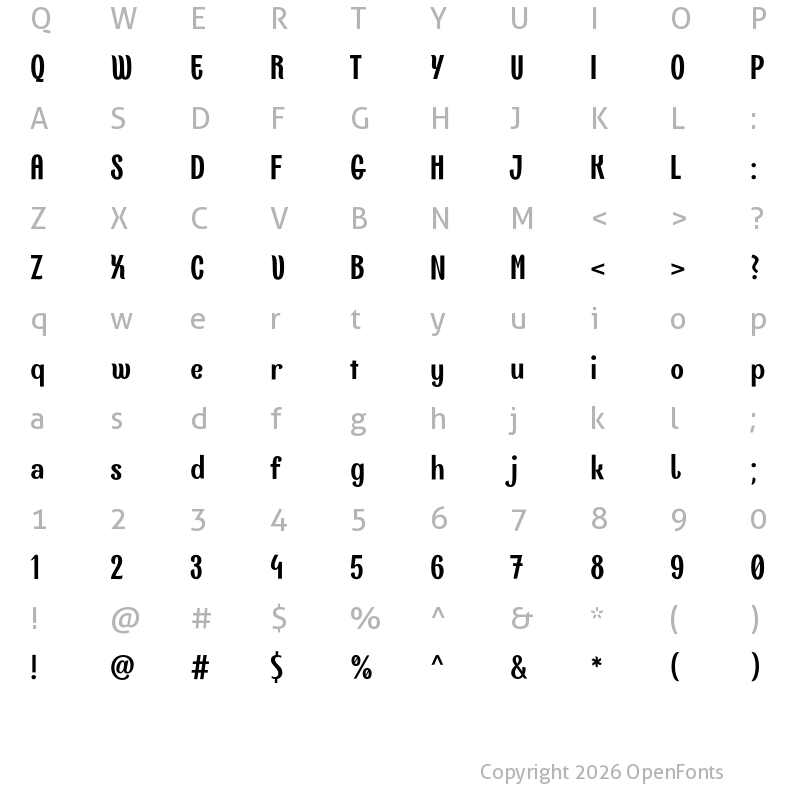 Character Map of Finesse Roman