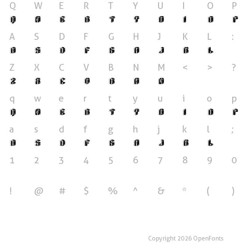 Character Map of Finestra Extravagant Regular