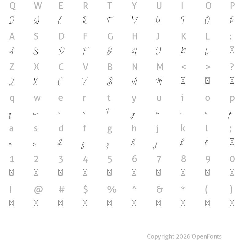 Character Map of Fingertipz Demo Regular