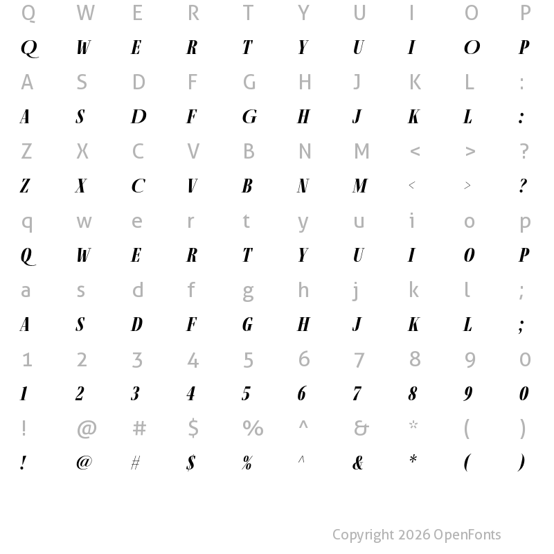 Character Map of Fino Bold Italic