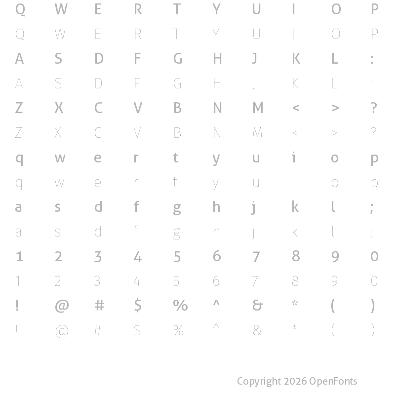 Character Map of Fira Sans Eight