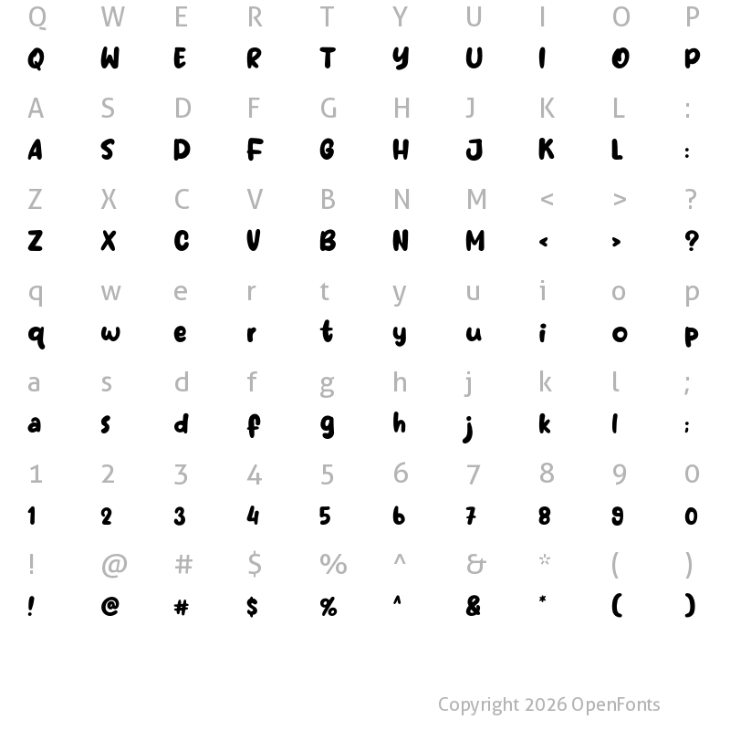 Character Map of First Coffee Regular