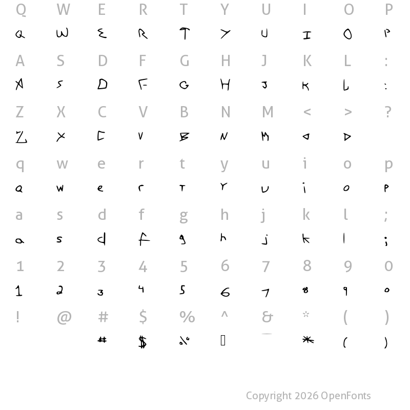 Character Map of FirstFont Medium