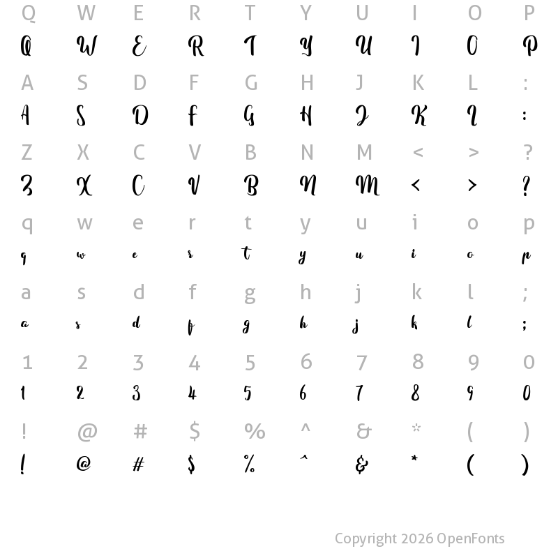 Character Map of Fitamint Script Regular