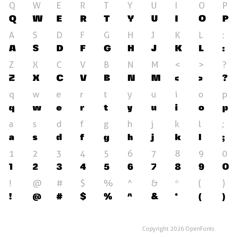 Character Map of Fivo Sans Modern Extra Black