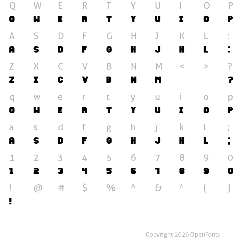 Character Map of Fixation Bold