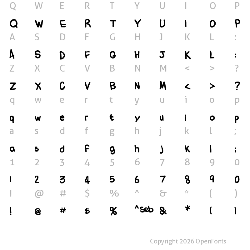 Character Map of Flabby Bums handwriting Regular