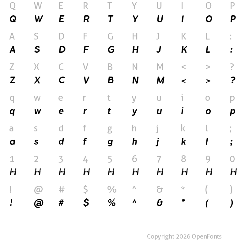 Character Map of Flamante Roma Medium Italic