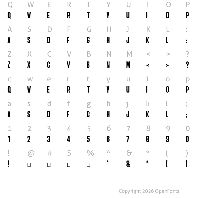 Character Map of Flavor_sans Regular