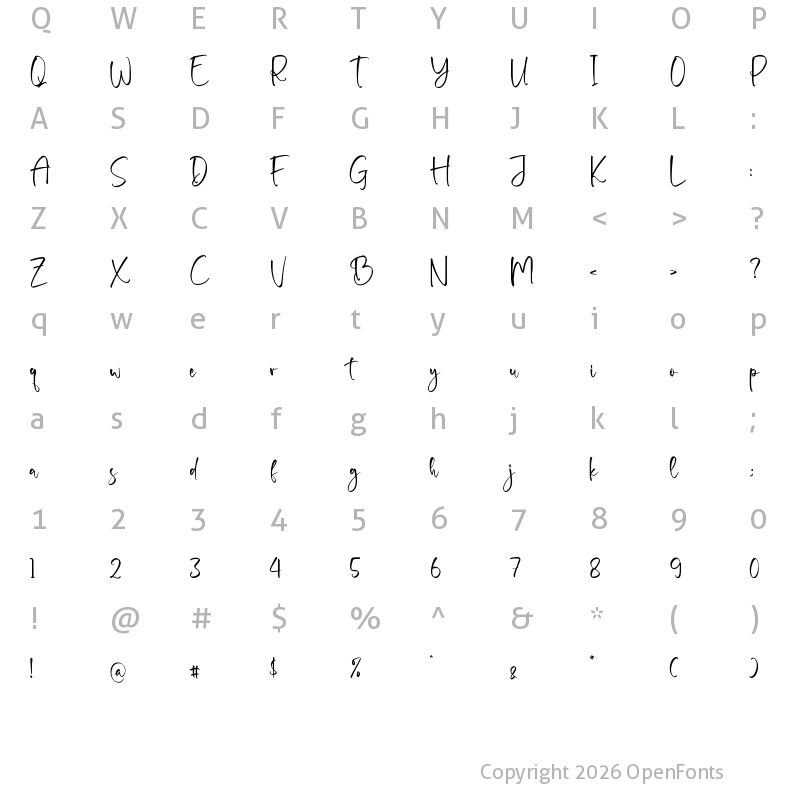 Character Map of Fletchers Regular