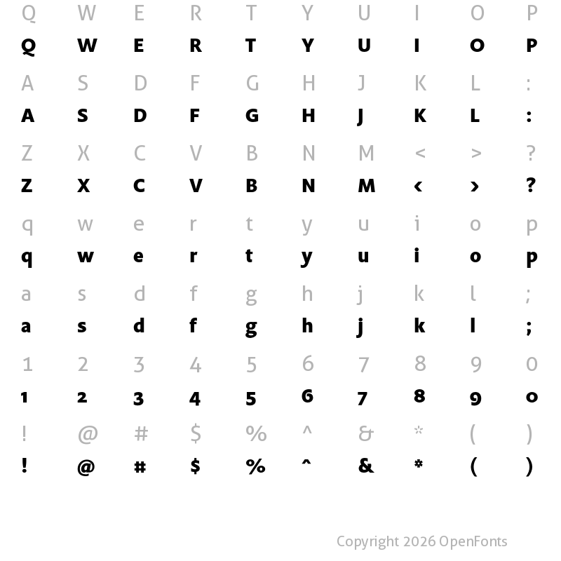 Character Map of Flex ExtraBold