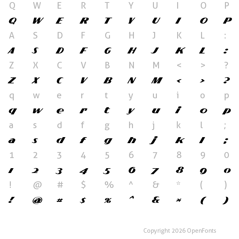 Character Map of Flighter PERSONAL USE ONLY Regular