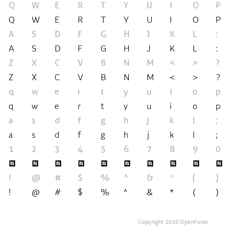 Character Map of Flinders Trial Light