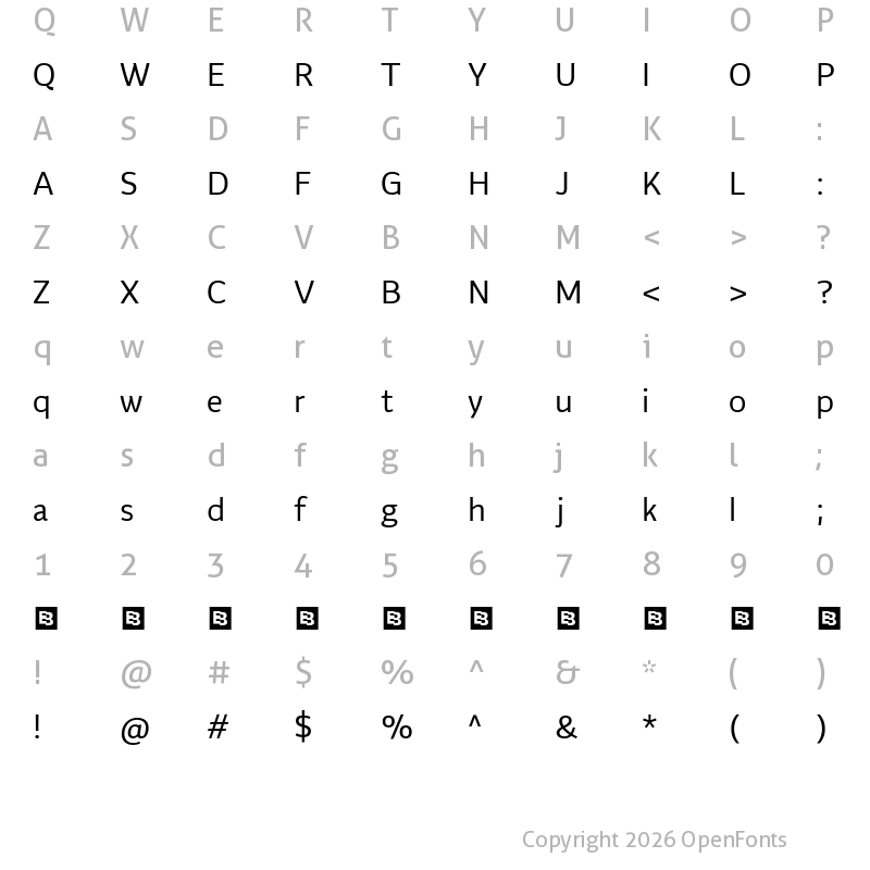 Character Map of Flinders Trial Regular