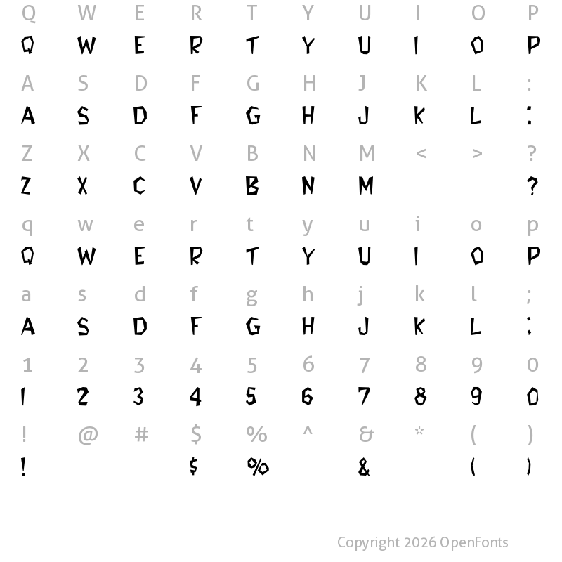 Character Map of Flintstone Regular